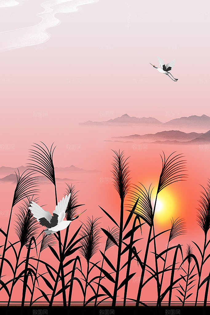 二十四节气节日背景插画海报