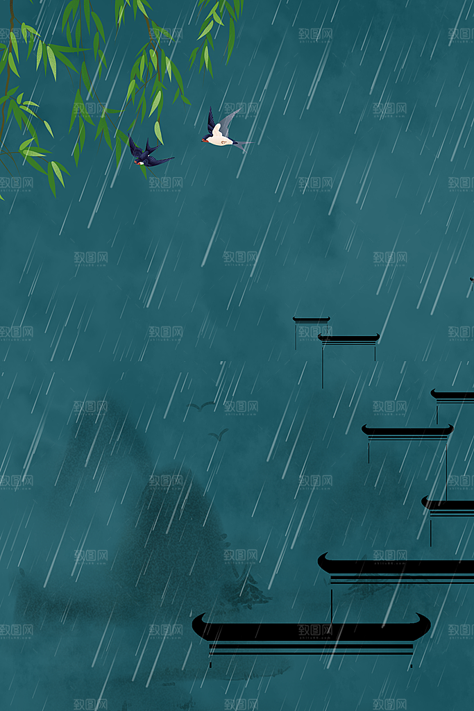 二十四节气节日背景插画海报