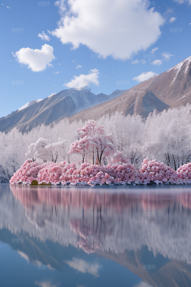 冰玫瑰宫殿湖面上的花海