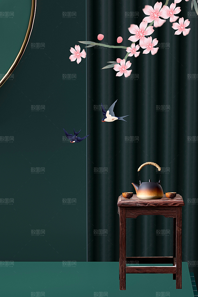 二十四节气节日背景插画海报