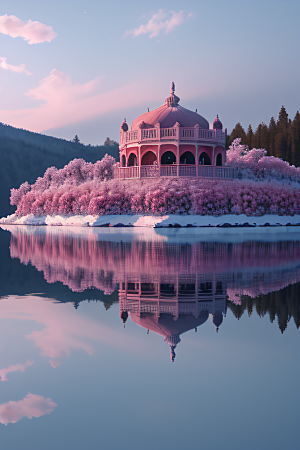 玫瑰花海冰湖浪漫背景