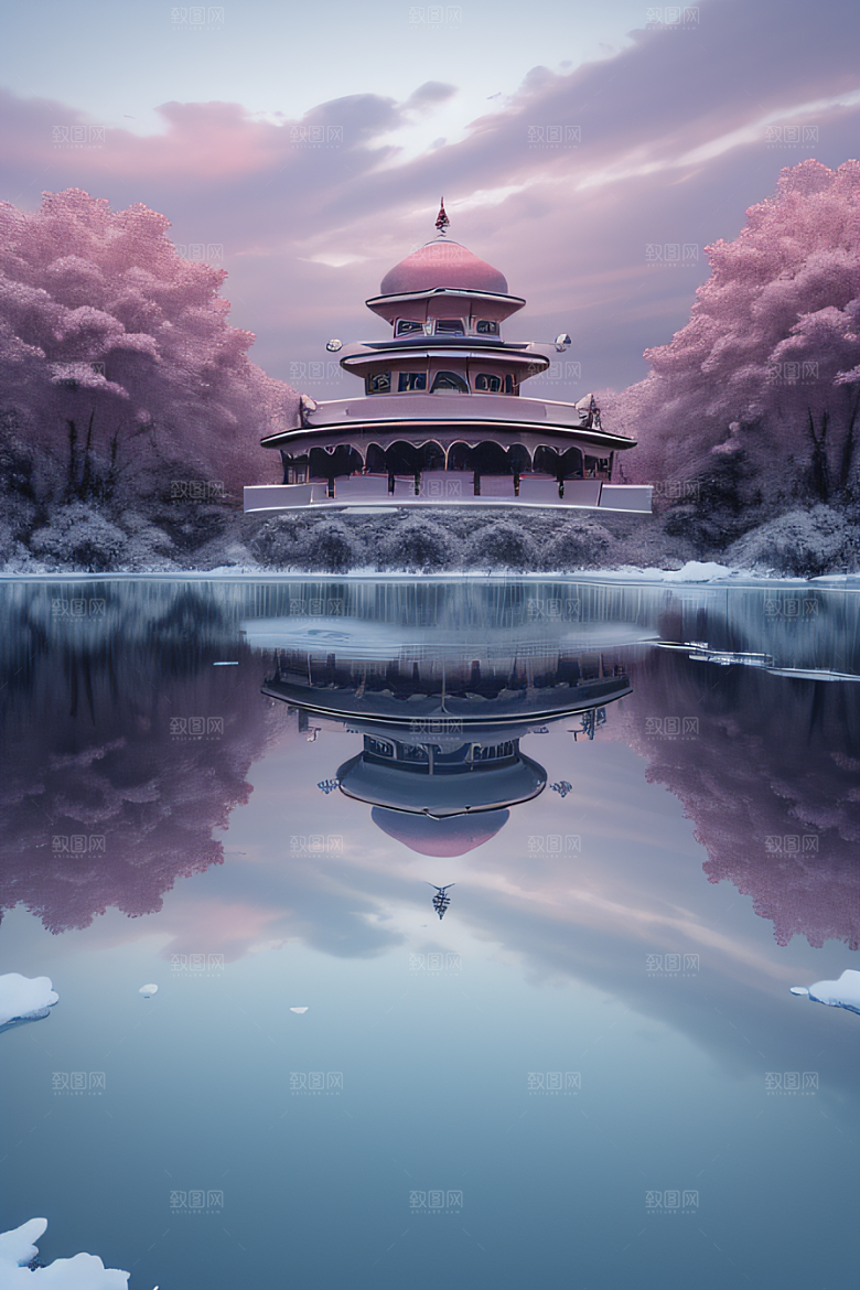 玫瑰花海冰湖浪漫背景