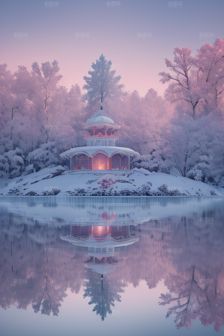 玫瑰花海冰湖浪漫背景