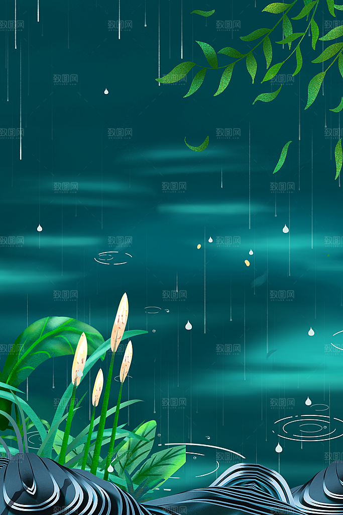 二十四节气节日背景插画海报