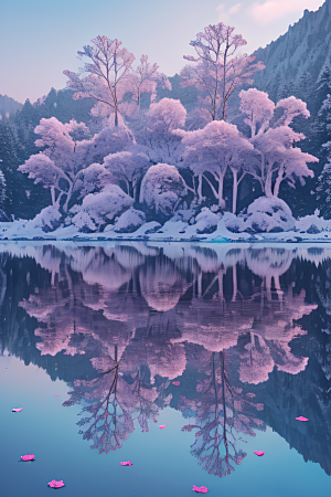 冰玫瑰宫殿湖面上的花海