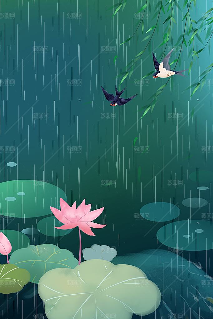 二十四节气节日背景插画海报