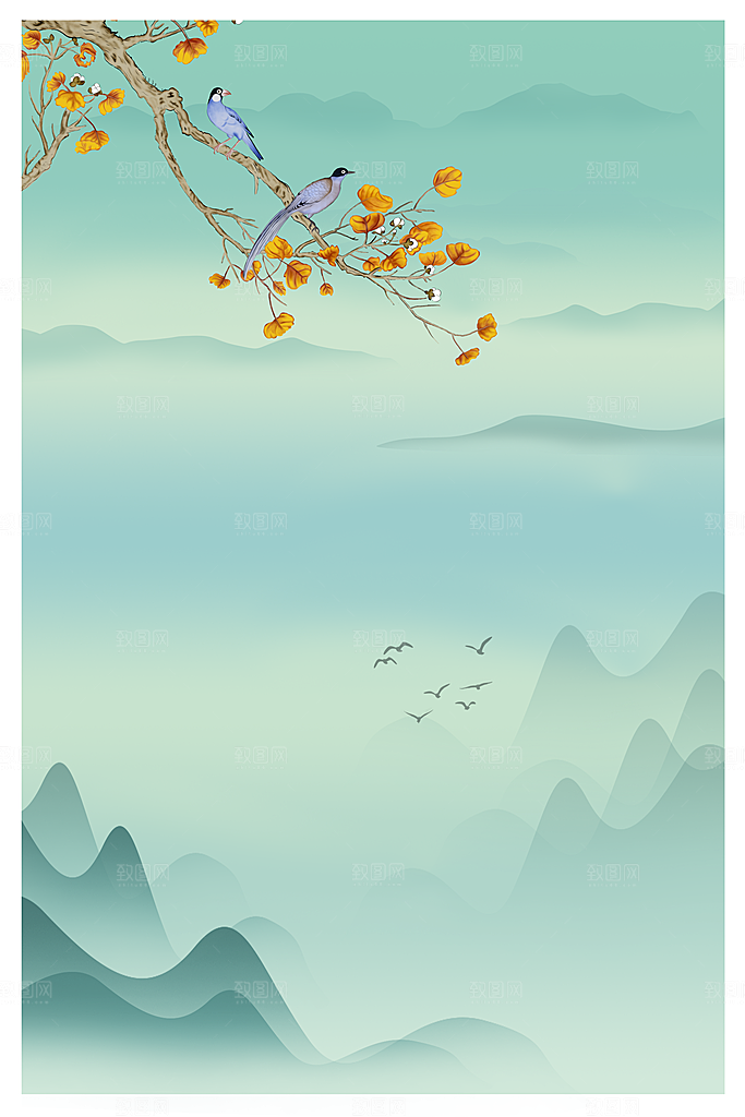 二十四节气节日背景插画海报