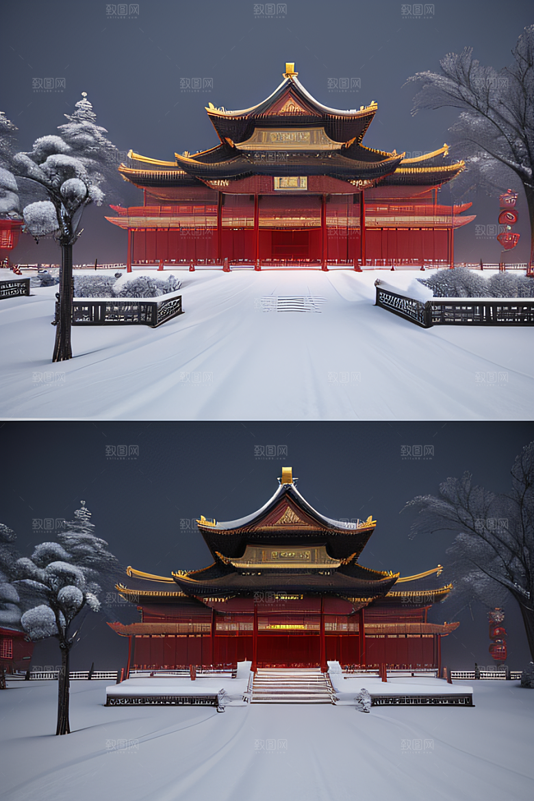 金殿雪夜梦幻可爱3D