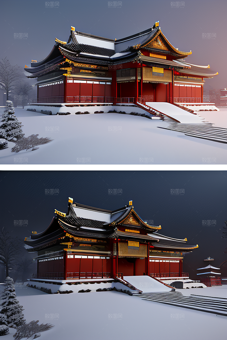金殿雪夜梦幻可爱3D