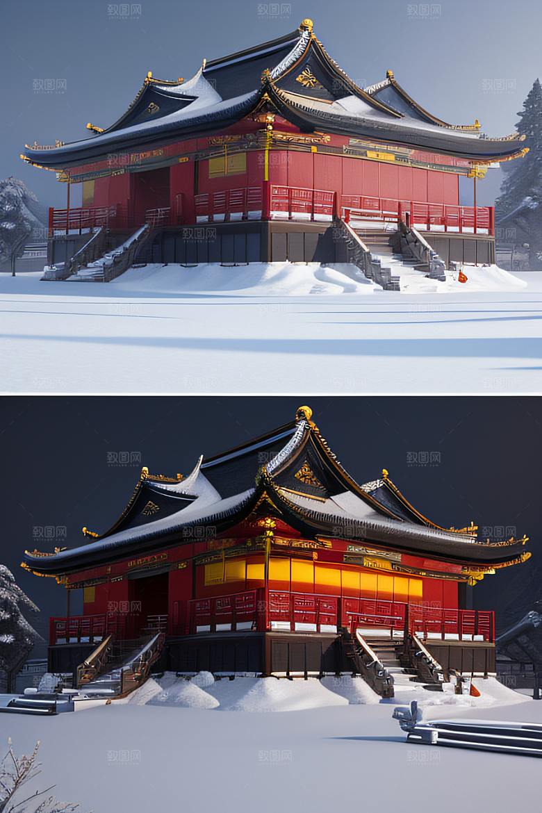 金殿雪夜梦幻可爱3D