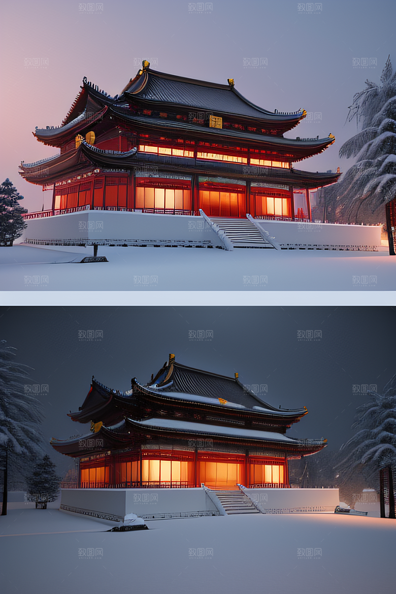 金殿雪夜梦幻可爱3D