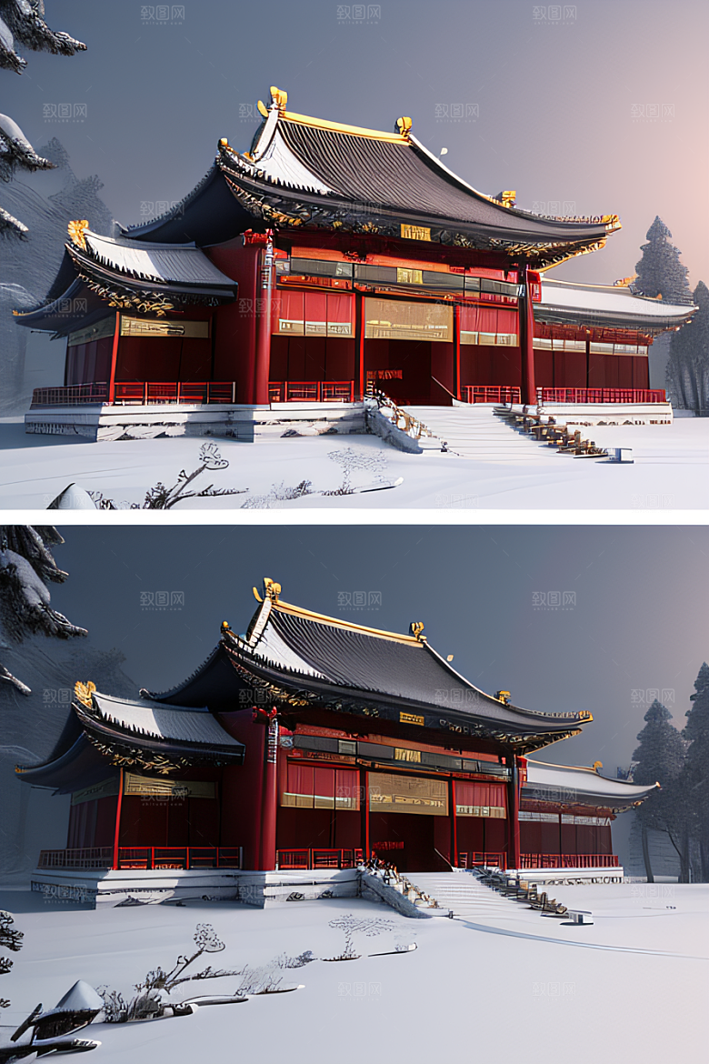 金殿雪夜梦幻可爱3D