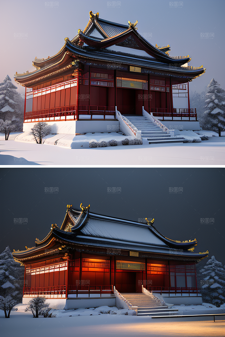 金殿雪夜梦幻可爱3D