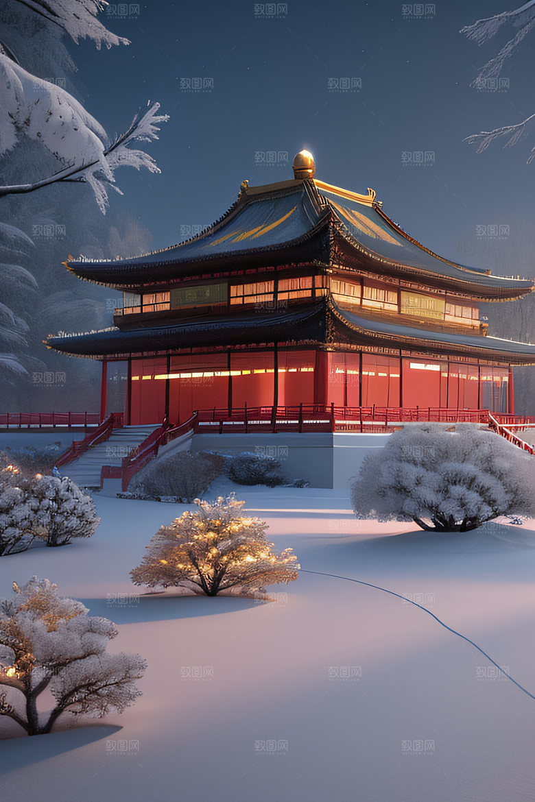 金殿雪夜梦幻可爱3D