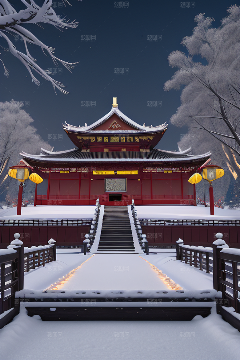 金殿雪夜梦幻可爱3D