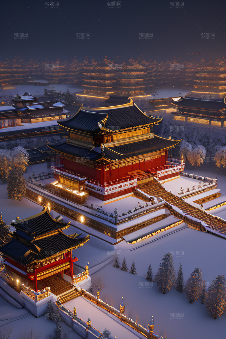 金殿雪夜梦幻可爱3D