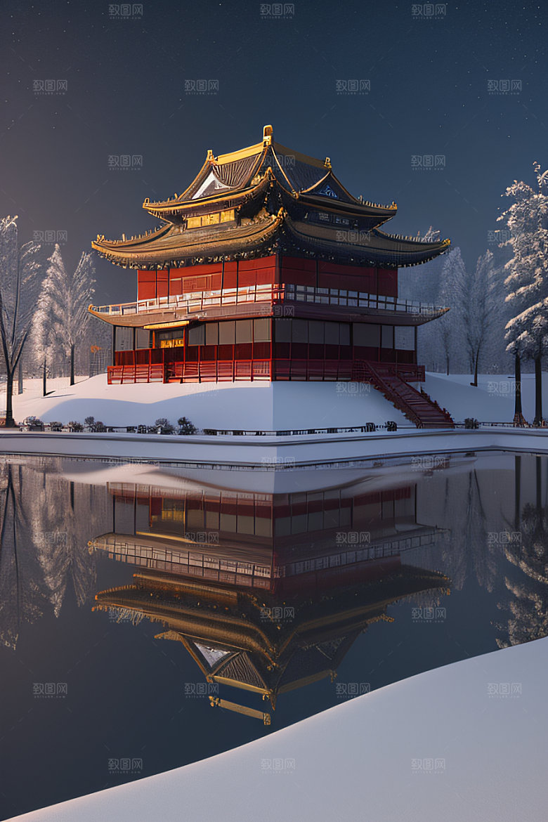 金殿雪夜梦幻可爱3D