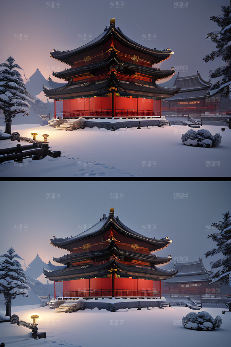 金殿雪夜梦幻可爱3D