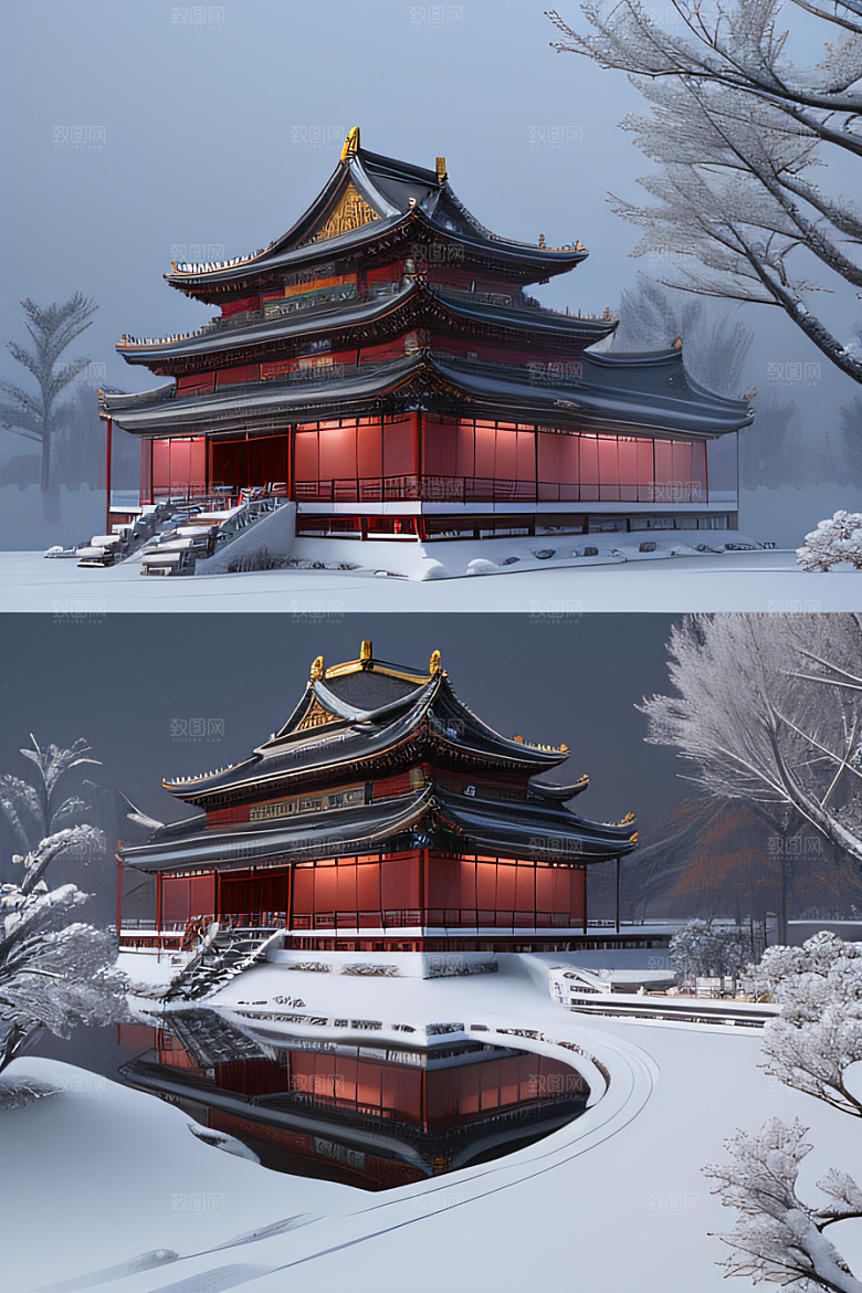 金殿雪夜梦幻可爱3D