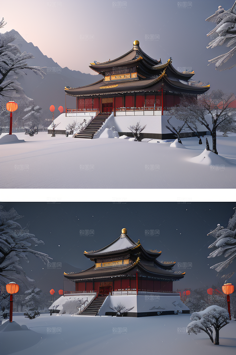 雪夜金殿梦幻可爱UE4