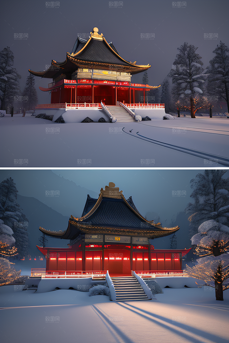 雪夜金殿梦幻可爱UE4