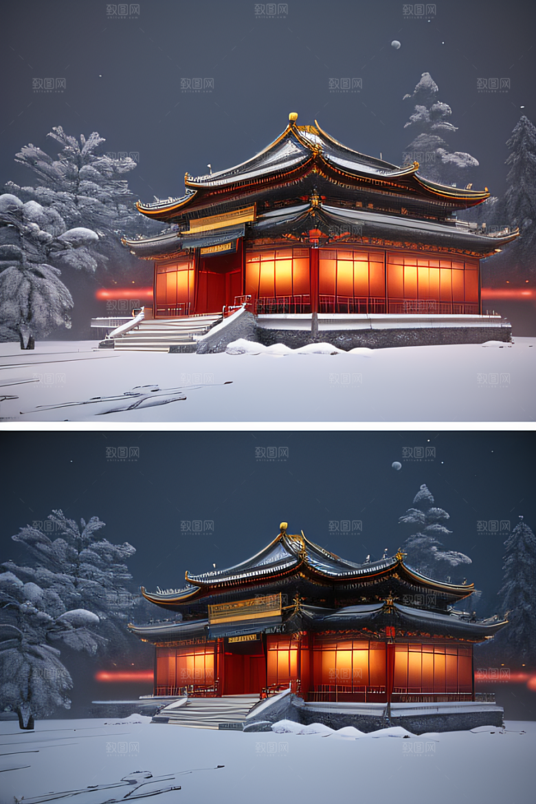 雪夜金殿梦幻可爱UE4