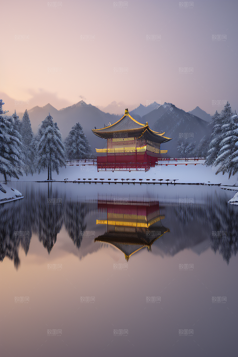 夜晚雪域金殿梦幻3D