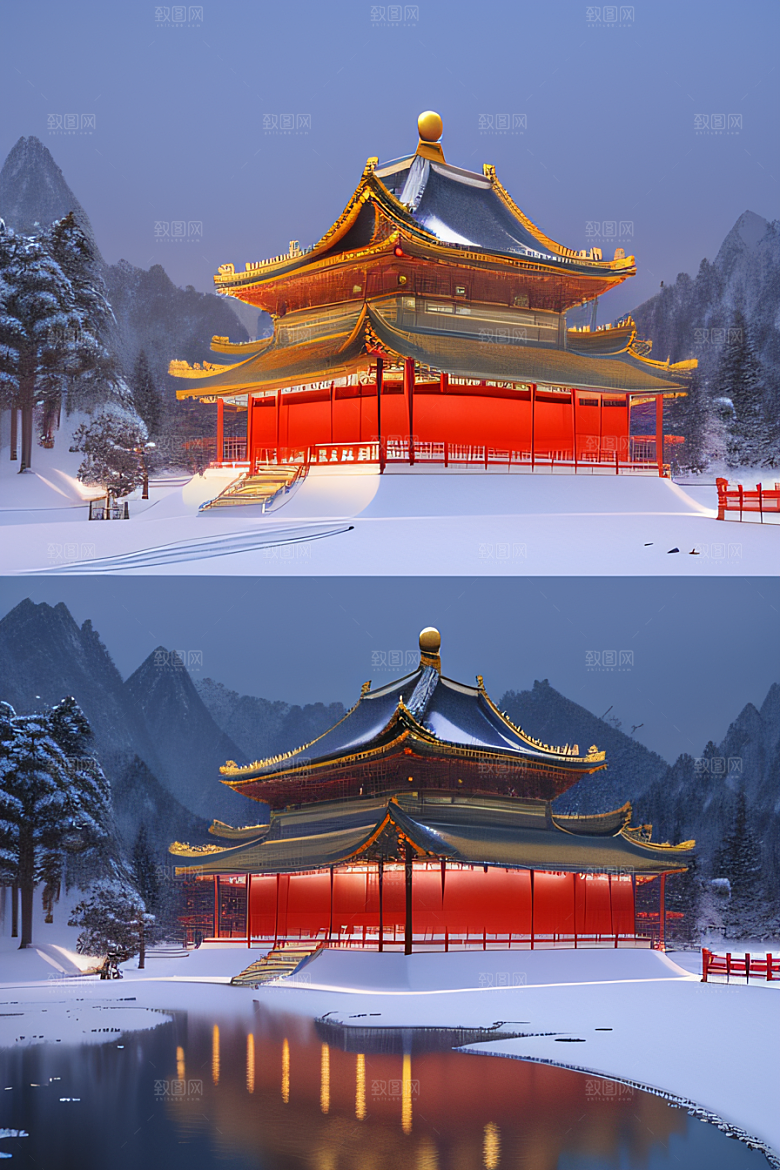 金殿雪夜梦幻可爱3D