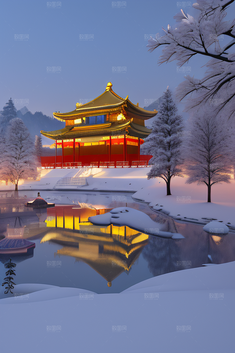 金殿雪夜梦幻可爱3D