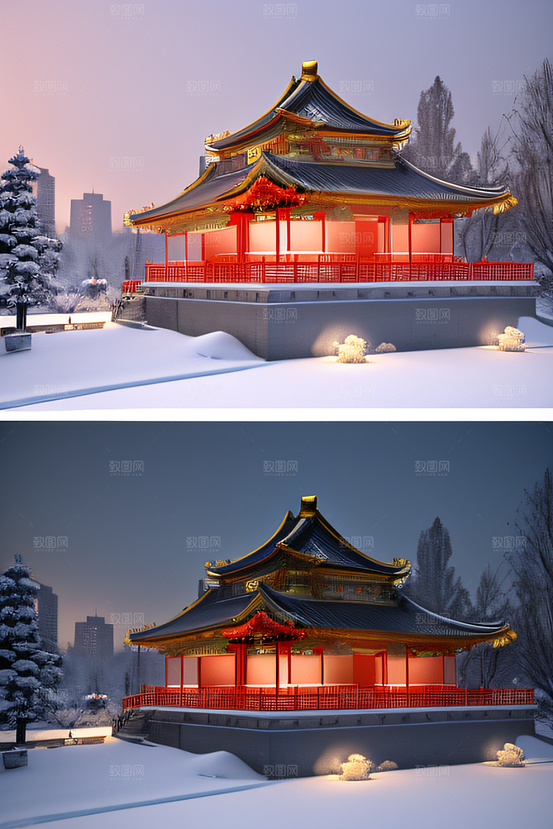金殿雪夜梦幻可爱3D