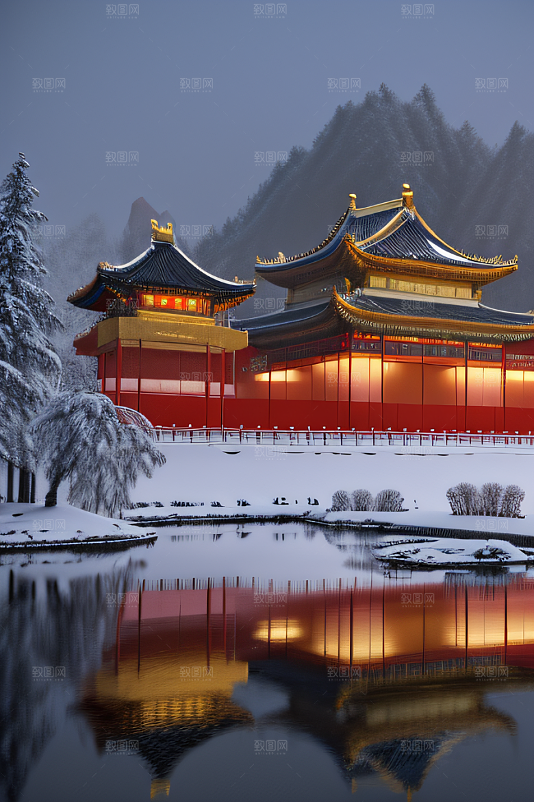 金殿雪夜梦幻可爱3D
