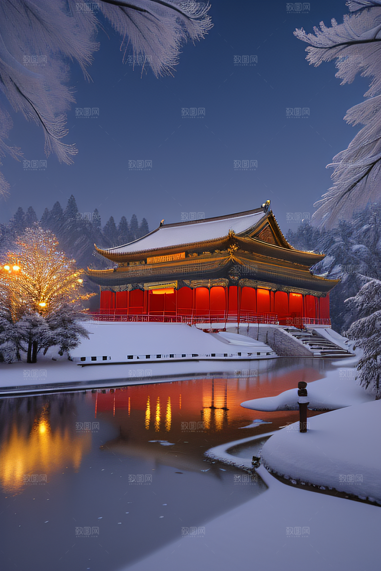 金殿雪夜梦幻可爱3D