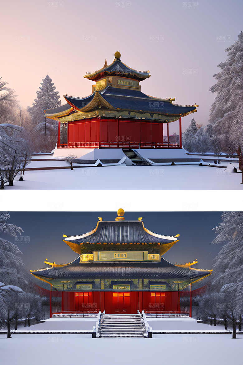 金殿雪夜梦幻可爱3D
