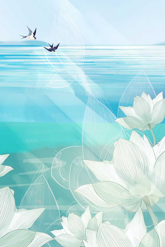 二十四节气节日背景插画海报