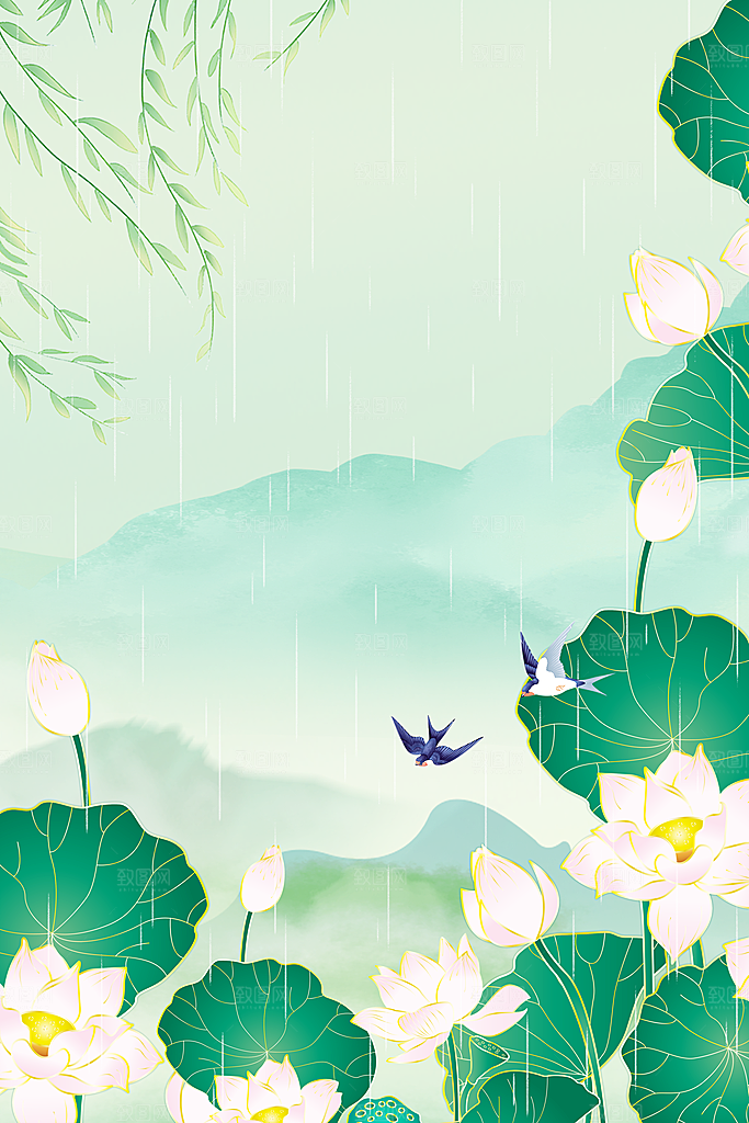 二十四节气节日背景插画海报