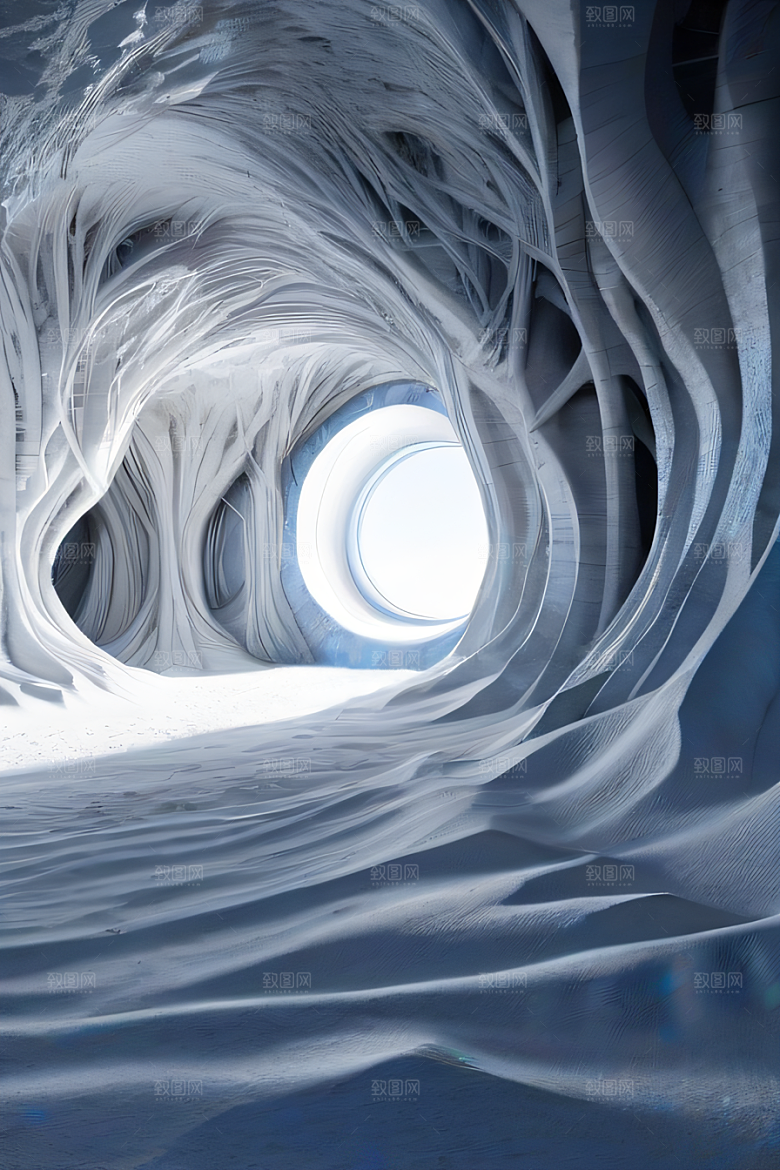 雪洞中的白晶宫殿壁画逼真