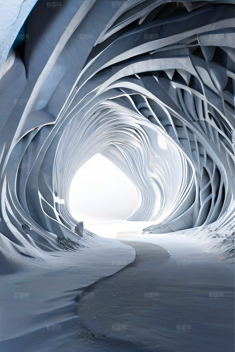 雪洞中的白晶宫殿壁画逼真