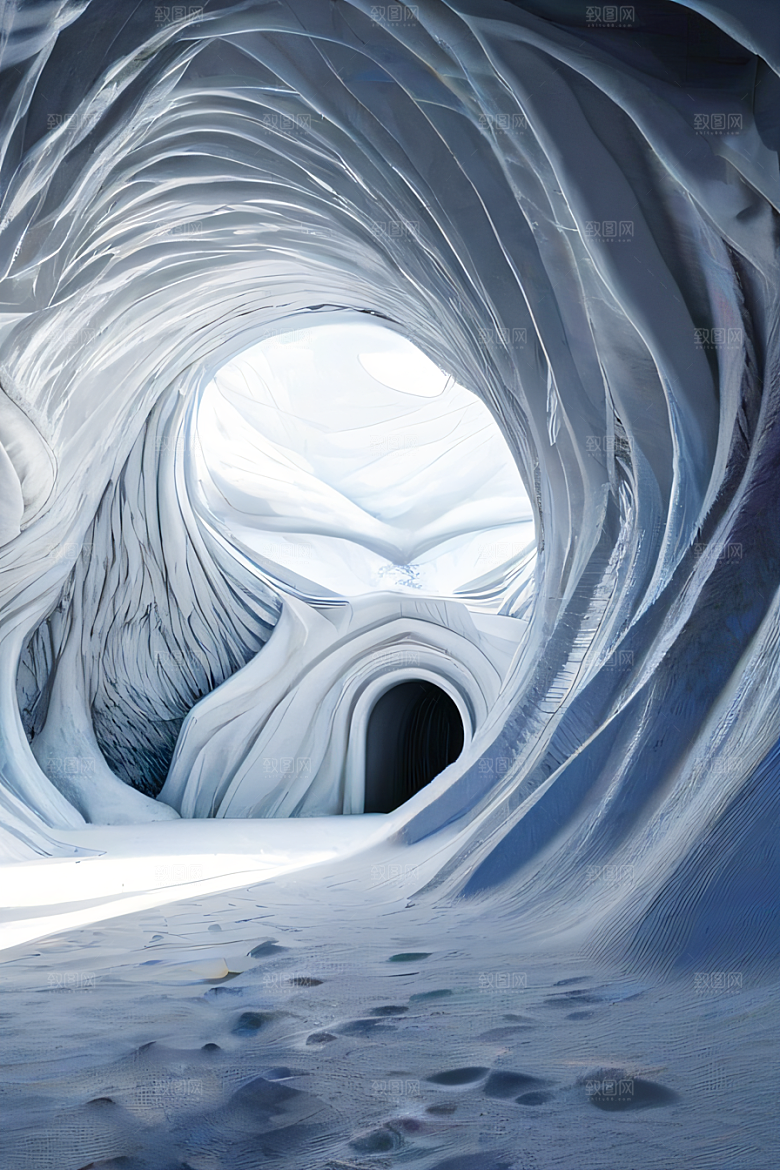 雪洞中的白晶宫殿壁画逼真