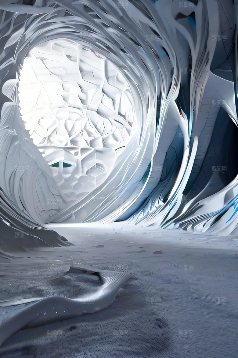 雪洞中的白晶宫殿壁画逼真
