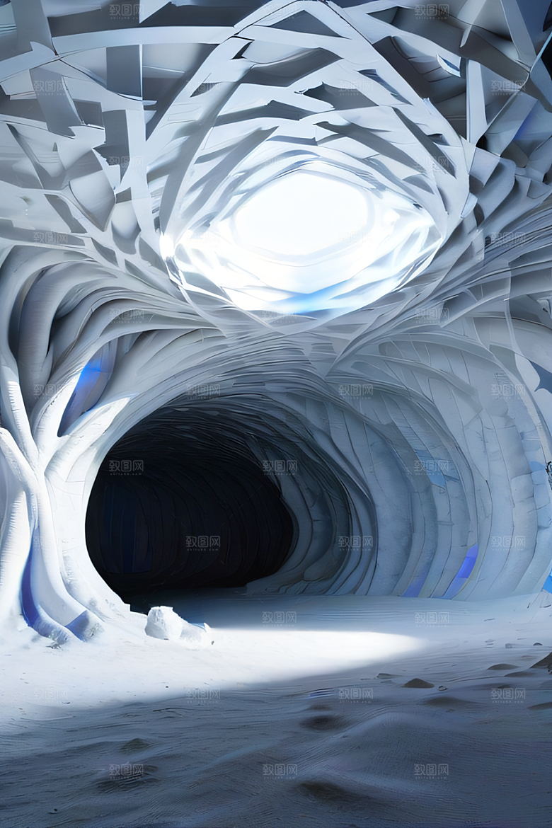 雪洞中的白晶宫殿壁画逼真