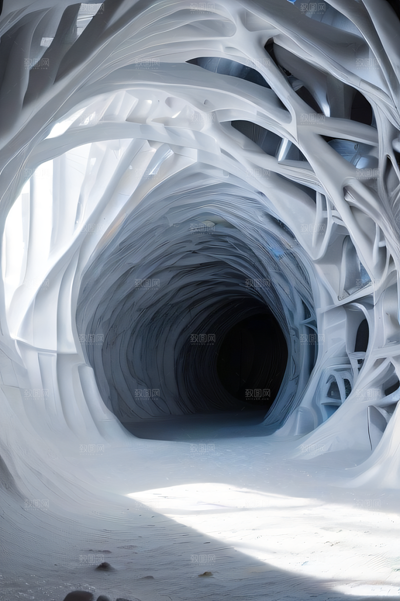 雪洞中的白晶宫殿壁画逼真