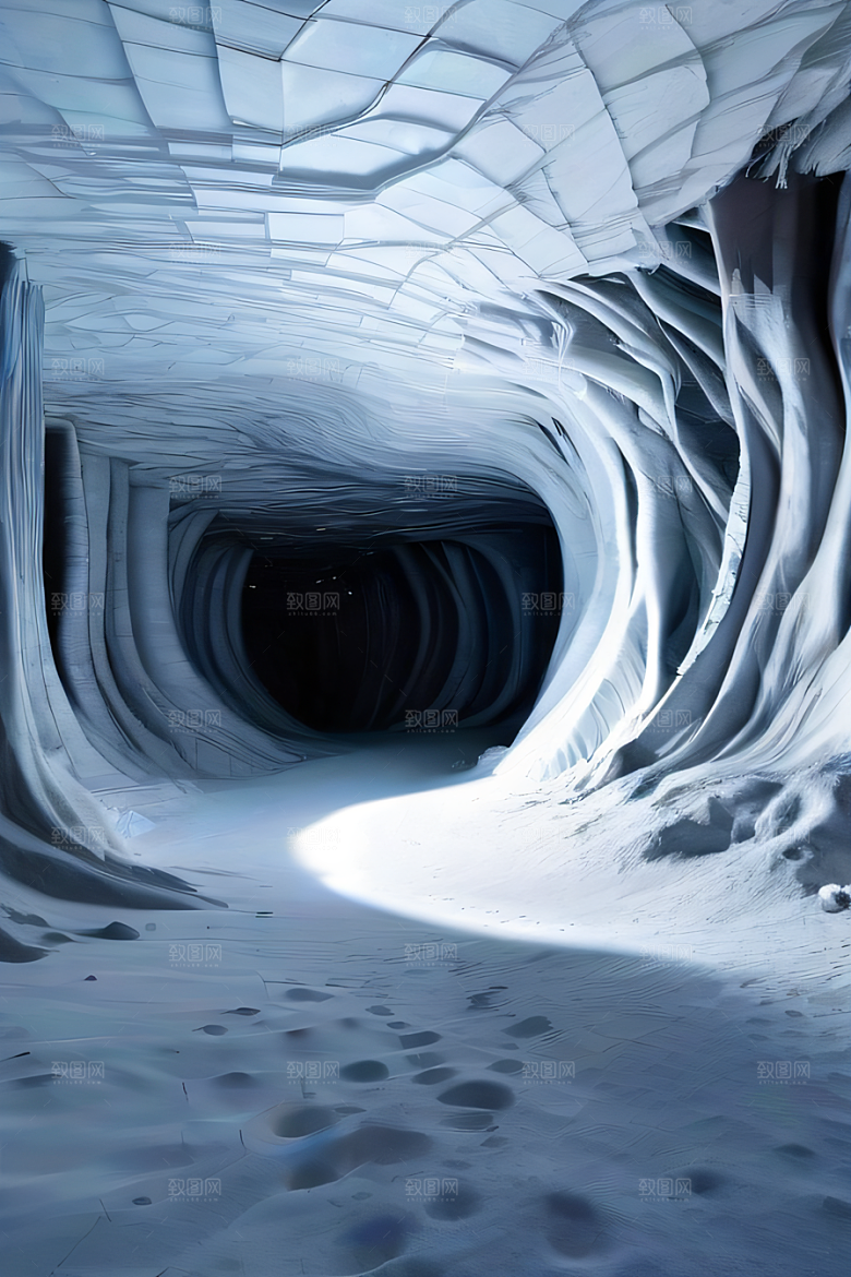 雪洞中的白晶宫殿壁画逼真