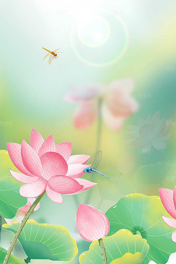 二十四节气节日背景插画海报