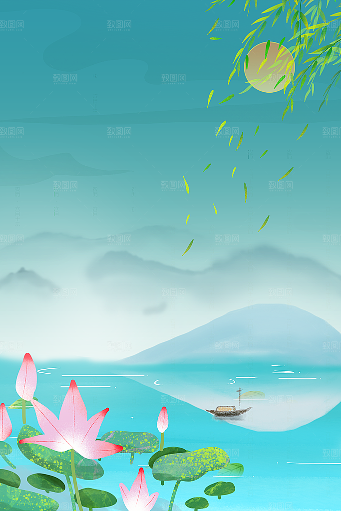 二十四节气节日背景插画海报