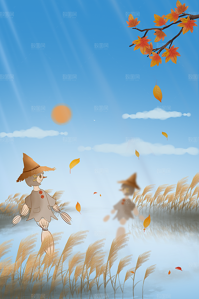 二十四节气节日背景插画海报