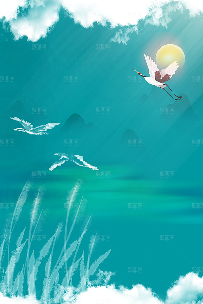 二十四节气节日背景插画海报