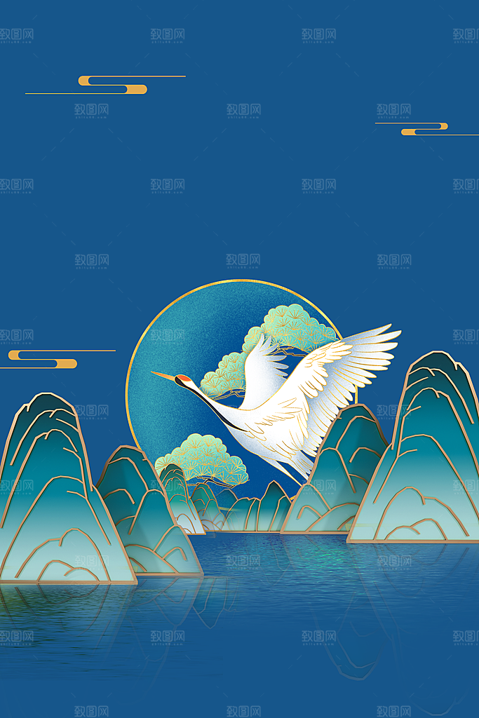 二十四节气节日背景插画海报