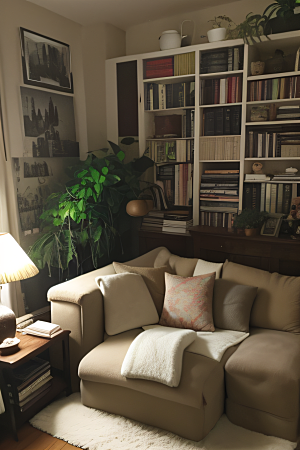 绿植装饰的温馨客厅舒适宜人