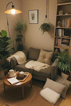 绿植点缀的温馨客厅宜人舒适