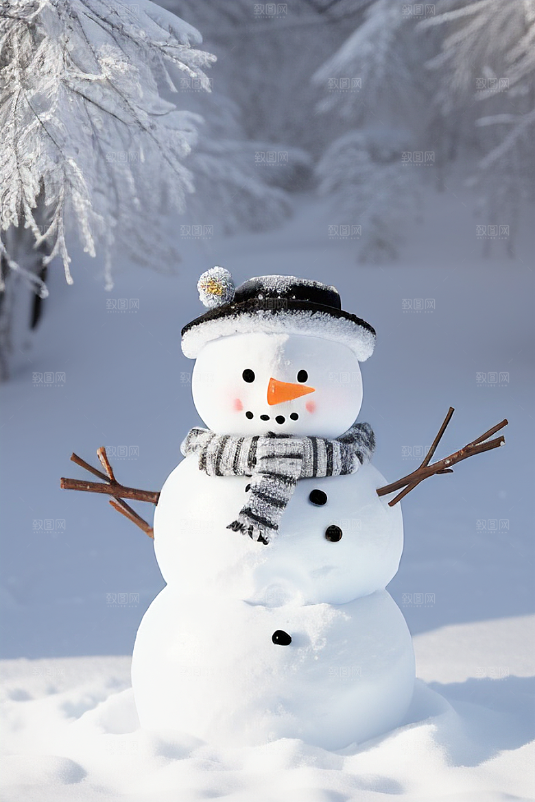冬季户外活动全家一起堆雪人